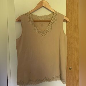 Coldwater Creek Tan Embellished Sleeveless Tank Top